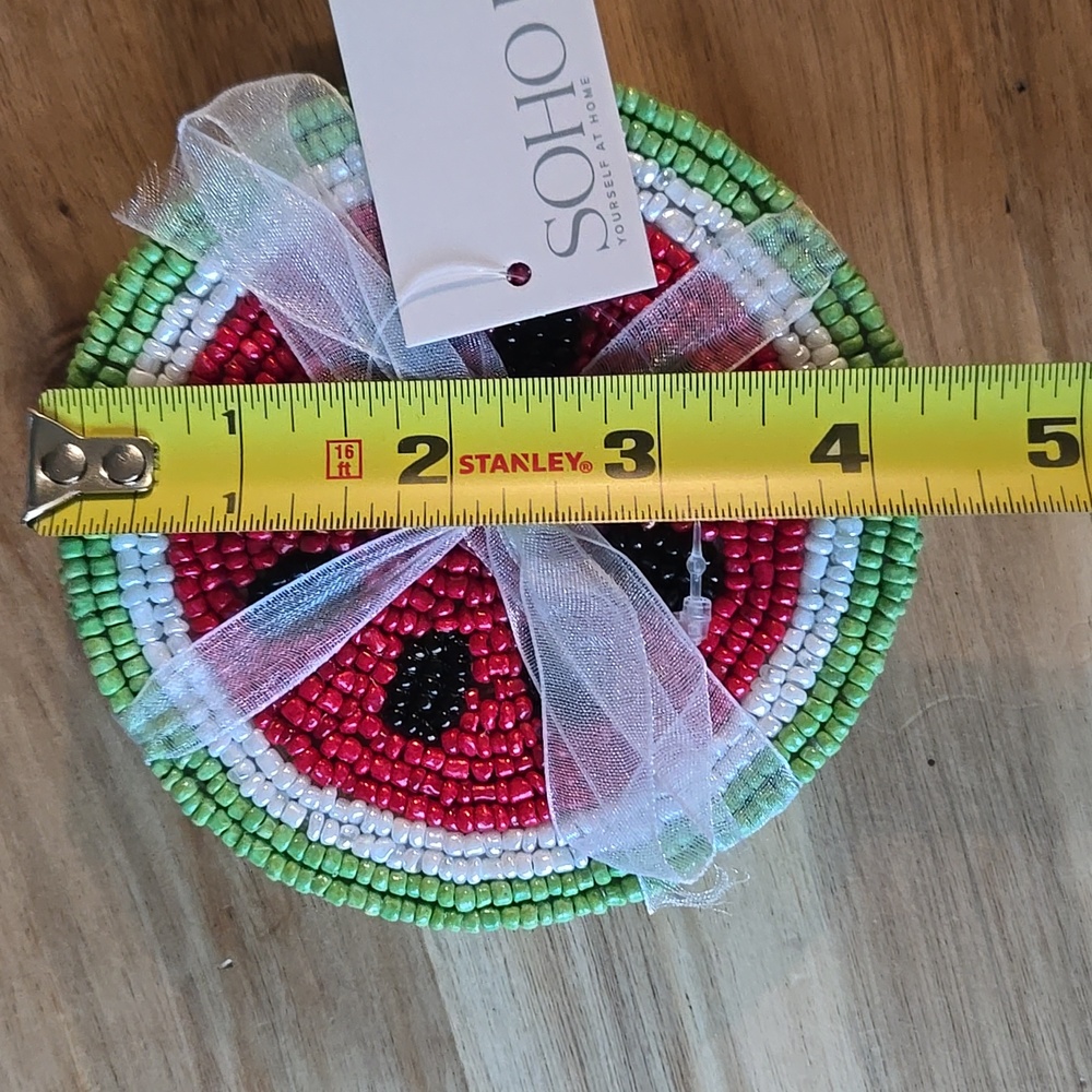 Beaded Watermelon Coasters - Set of 4 - Picture 2 of 5